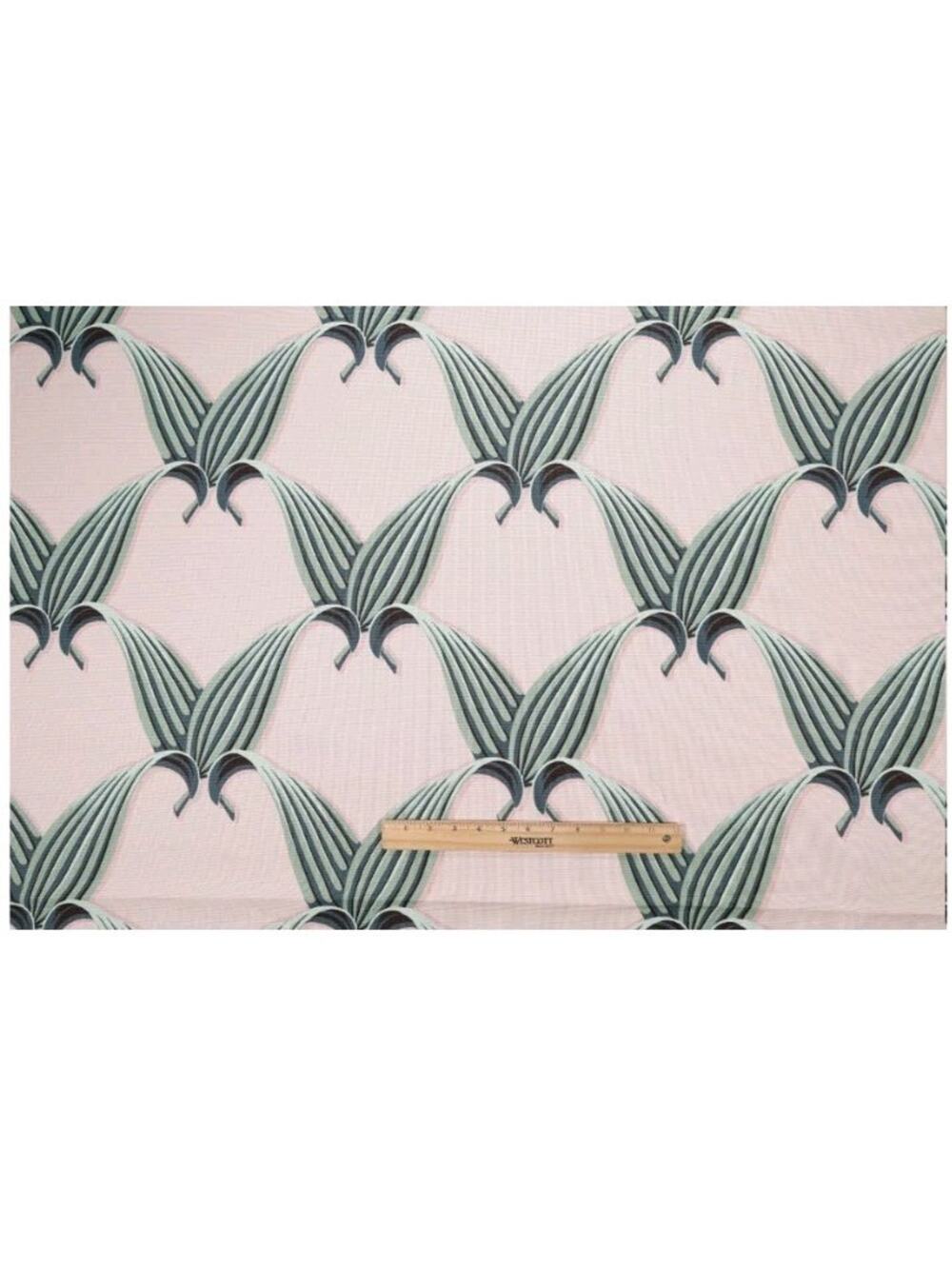 1 Yard x 55" Novogratz Ombre Green Palm Leaf Cotton Drapery Fabric Blushing Pink